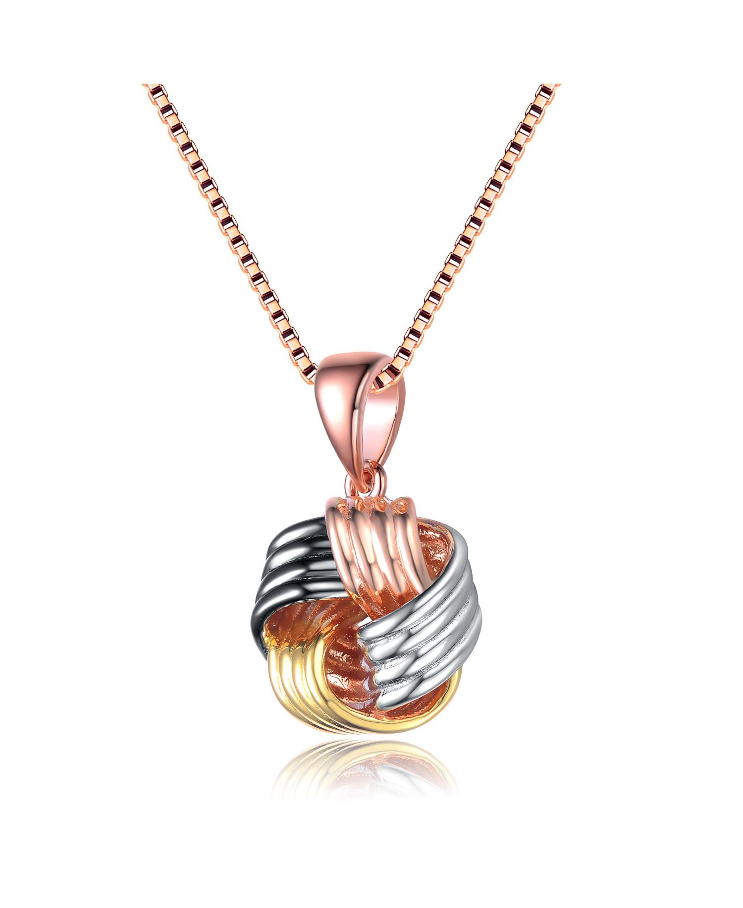 Women's Stunning Sterling Tri-Tone Knot Pendant Necklace