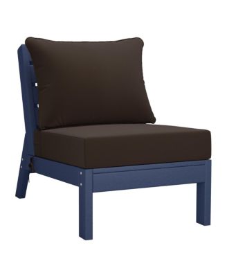 Outdoor Patio HDPE Navy Blue Sectional Sofa with Patio Cushions