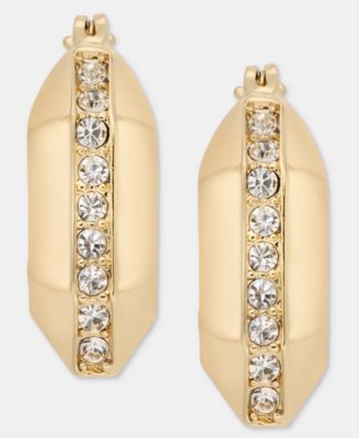 Small Pav&eacute; Geometric Hoop Earrings, 0.67"