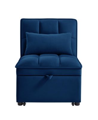 4-in-1 Convertible Sofa Bed with Storage Pockets Adjustable Backrest and Chaise Lounge