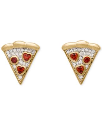 Cubic Zirconia Pizza My Heart Stud Earrings