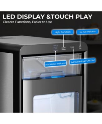 Nugget Ice Maker Countertop - 44LB/Day, Self-Cleaning Portable Ice Machine with LED Display, 10-15 Minute Fast Ice Making for Home/Office/Bar