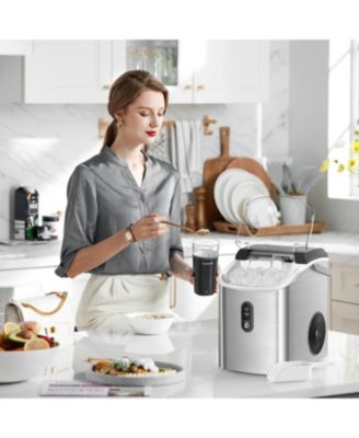 Nugget Ice Makers Countertop, Pellet Ice Maker Machine with Soft Chewable Ice, 34lbs/Day, Pebble Ice Maker Countertop with Self-Cleaning