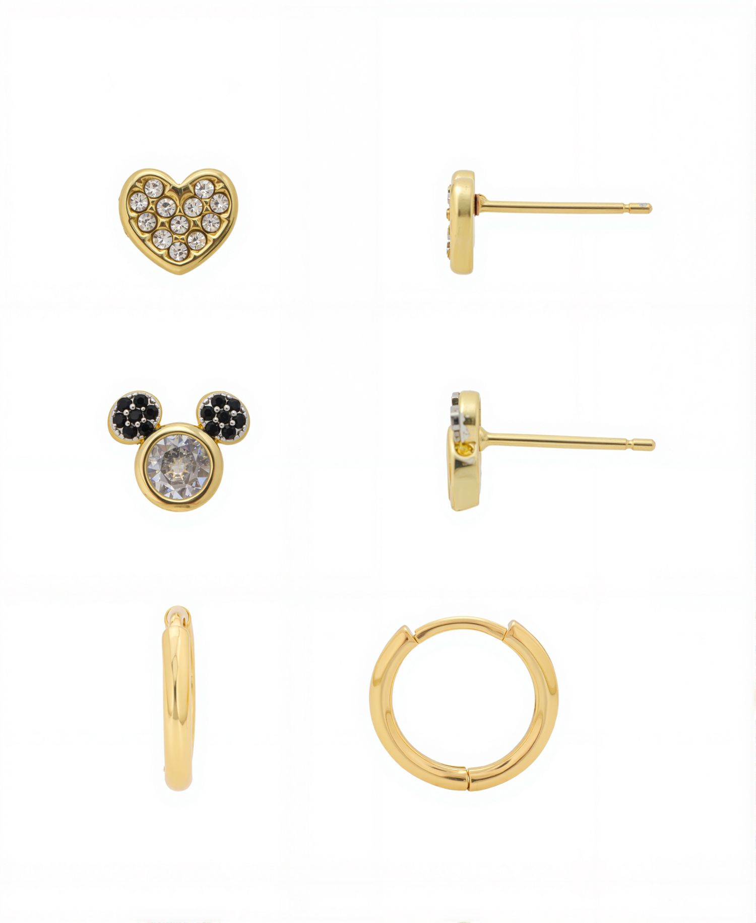 Gold Plated Cubic Zirconia Stud Earring Set