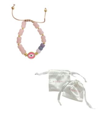Pink Evil Eye Enamel Beaded Bolo Bracelet