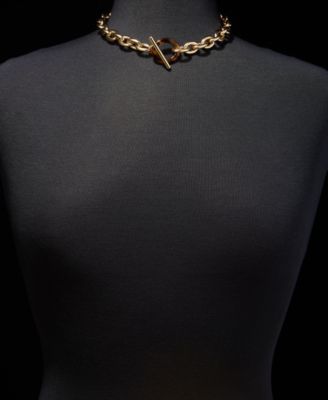 Tortoise Shell Look Open Link 16" Chain Necklace