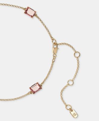 Gold-Tone Glass Stone Station Necklace. 16" + 3" extender