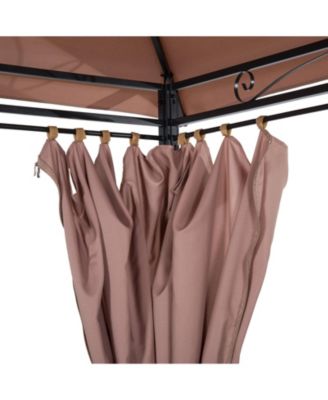 9.2 x 9.7 ft Outdoor Gazebo w/ Curtains for Patio Backyard,