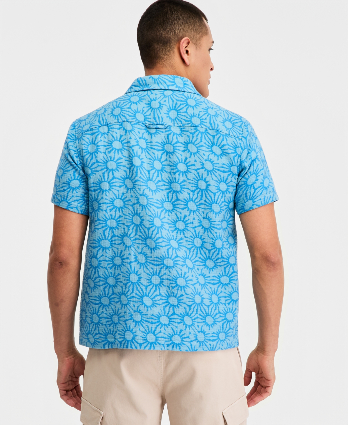 Sun + Stone Men's Cotton Printed Short-Sleeve Button Shirt, Macy's Exclusive