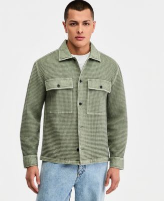 新品 Stone  OVERSHIRT Sun + Stone Men's Cotton Fisherman Textured Overshirt, Macy's