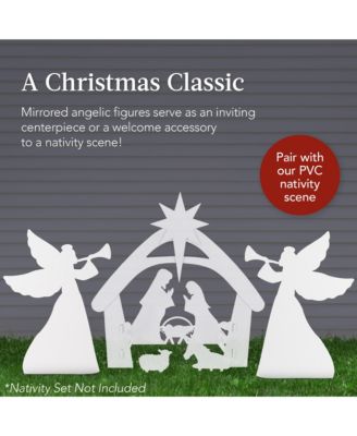 3ft Set of 2 Christmas Angel Yard Decorations w/ Weather-Resistant PVC, 4 Stakes