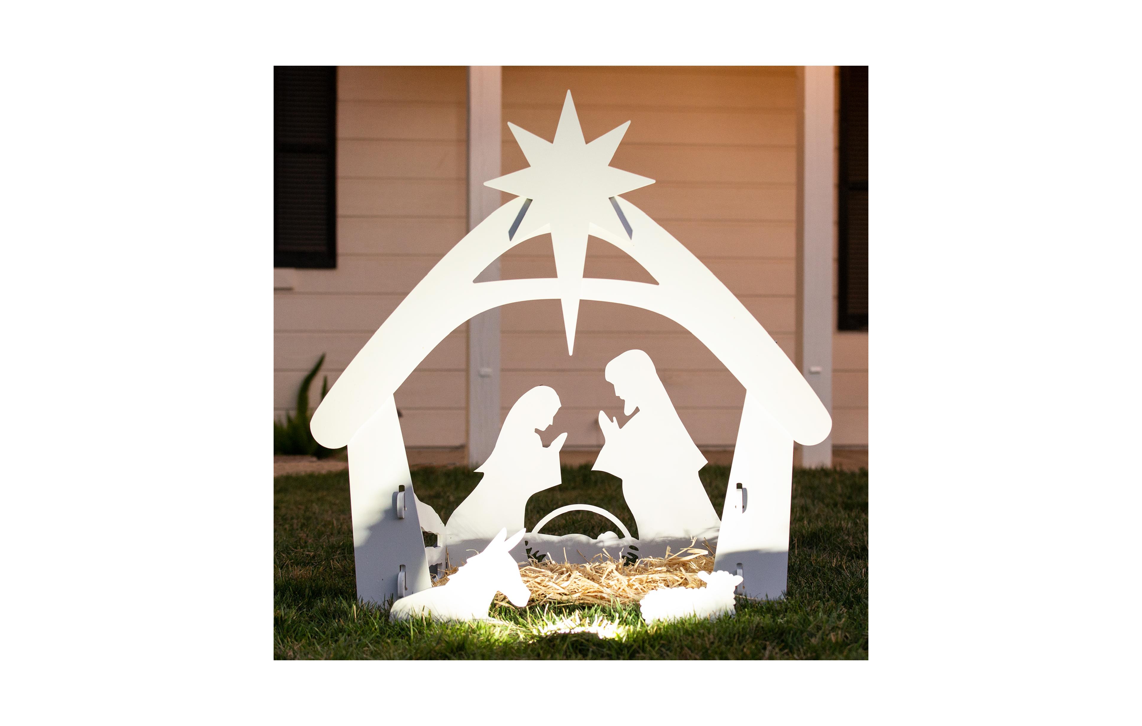 Best Choice Products 4ft Outdoor Nativity Scene, Weather-Resistant Decor, Christmas Family Yard Decoration, Pvc - White