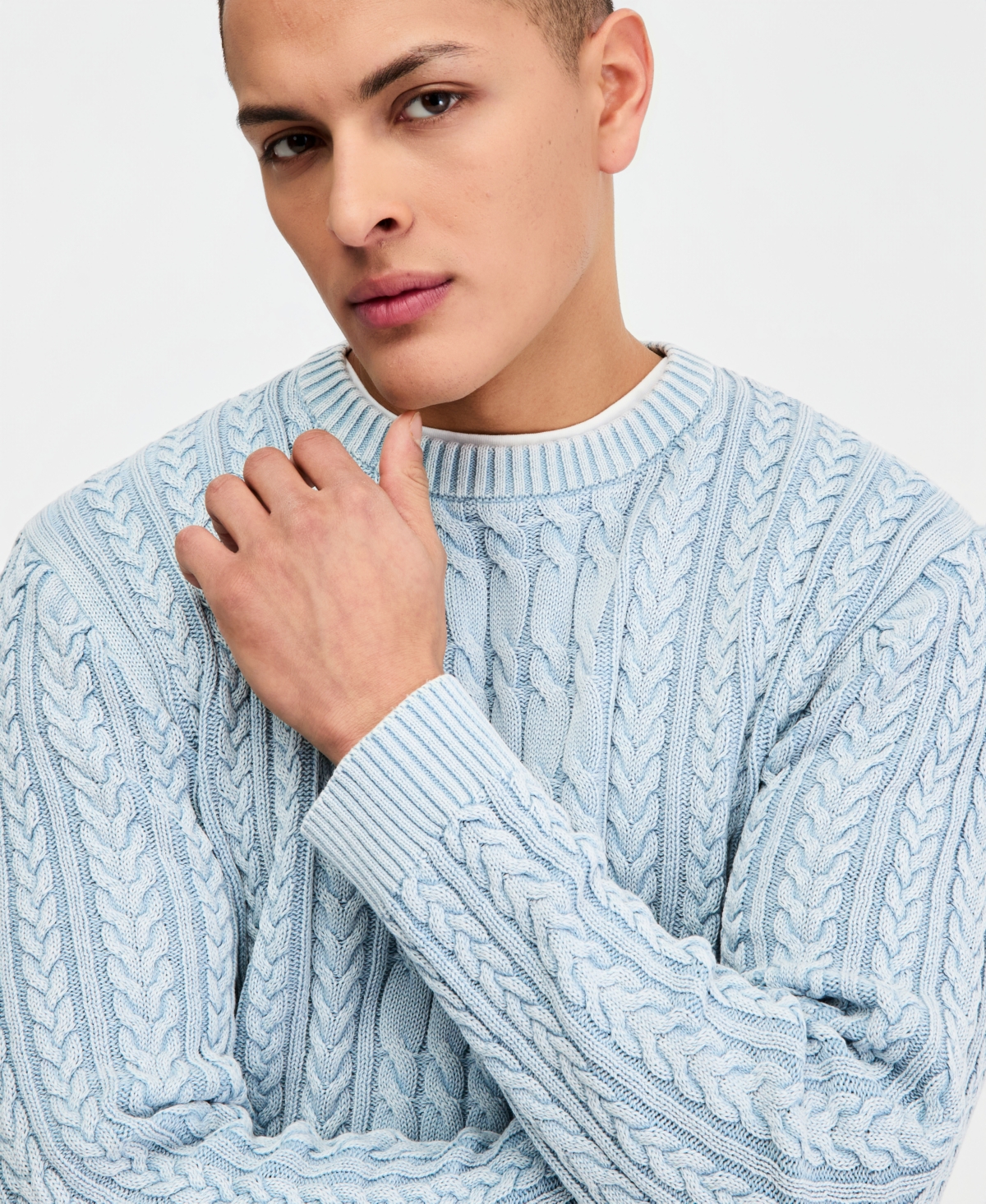 Sun + Stone Men's Cotton Fisherman Cable-Knit Sweater, Macy's Exclusive