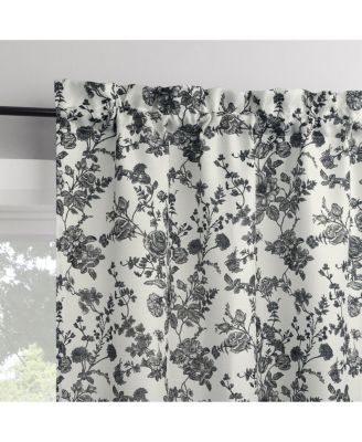 Elodie Tonal Botanical Semi-Sheer Rod Pocket Kitchen Curtain Swag Pair