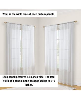 Essentials Sheer Voile Window Treatment Rod Pocket Curtain Panels - Set Of 4