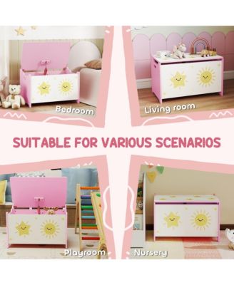 Toy Box for Kids, Toy Chest with Lid, Safety Hinges, Handles,