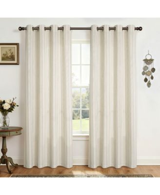 Linen Blend Geometric Striped Light Filtering Curtains Pair