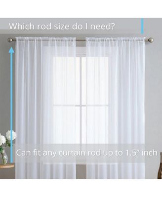 Essentials Sheer Voile Window Treatment Rod Pocket Curtain Panels - Set Of 4