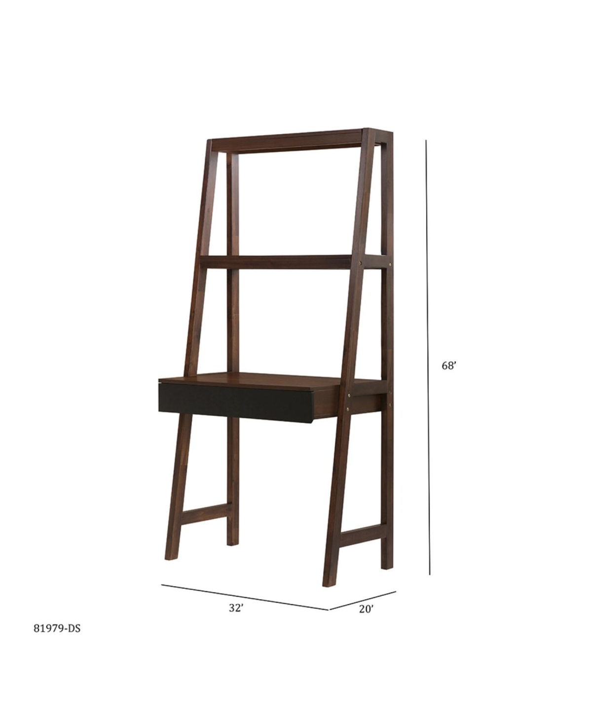 Streamdale 32x20x68" Ladder Desk, Ladder Style Display Shelf