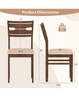 Dining Chair Set of 2 w/ Rubber Wood Frame Padded Seat Curved Backrest
