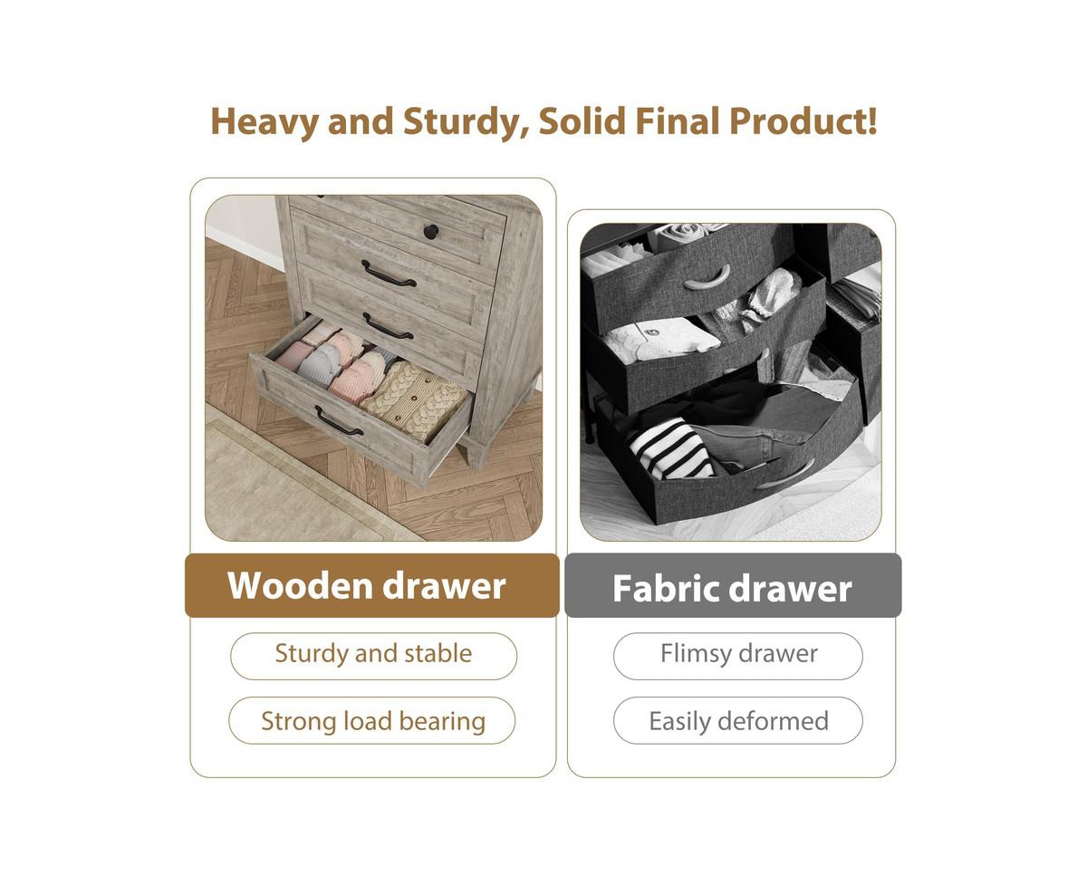 Gaomon 34.8" Tall Vertical Drawer Dresser with Large Storage