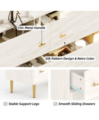 6 Drawers Dresser for Bedroom,47.2" Wide Wood Rustic Chest of Drawers with Bar Handles,Vintage Design,Storage Dressers