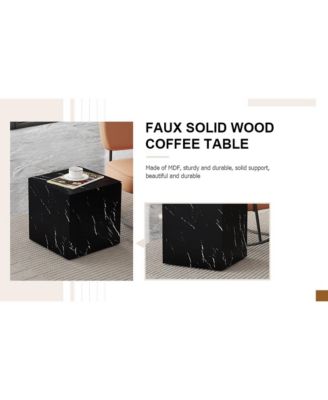 Streamdale 15.7" Black Marble MDF Coffee Table Luxurious Living Room Accent