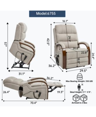 Streamdale Power Beige Chenille Lift Recliner w/ Heat & Massage