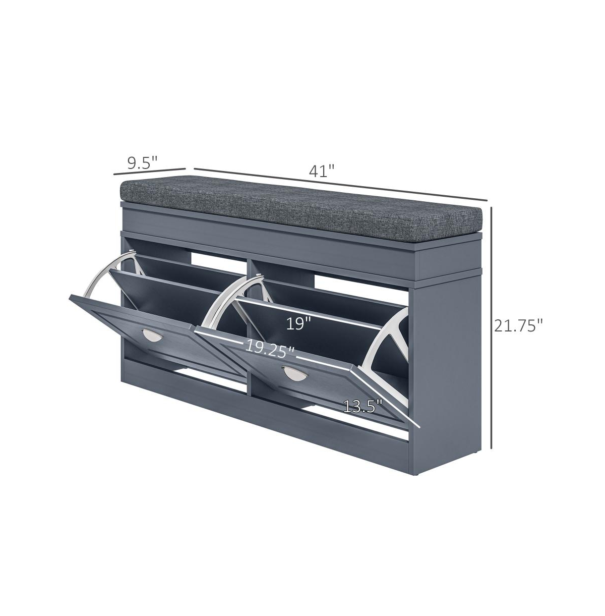 Slickblue Modern Shoe Bench with Cushion and Storage