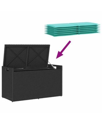 Patio Storage Bench with Cushion Black 39.4" Poly Rattan