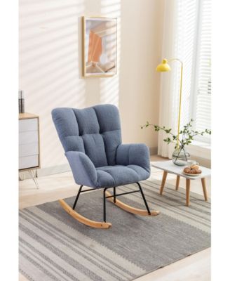Streamdale Teddy Fabric Rocking Gilder Nursery Chair For Living Room Indoor,Light Blue