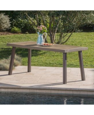 Della Acacia Wood Dining Table, Grey/Rustic Metal