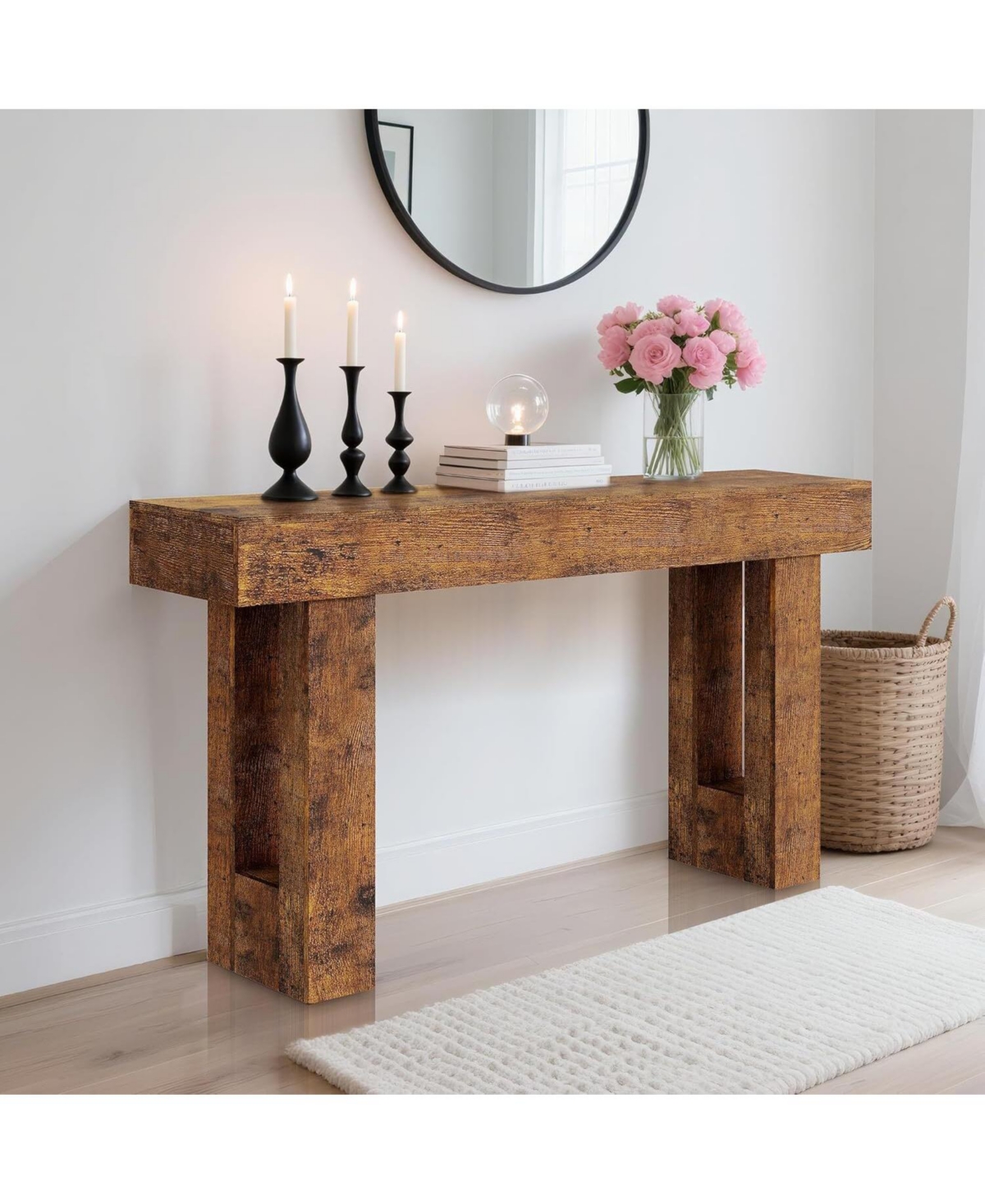 gaomon 63" Long Console Table, Wooden Entry Table for Entryway, Rustic Sofa Tables Behind Couch, Foyer Hallway Tables for Entryway