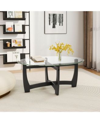Coffee Table Modern Accent Tea Table w/ Rubber Wood Bentwood Structure