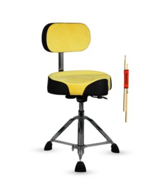 Drum Throne w Backrest 4" Padded Stool Airlift 25" Adjustable Drummer Stool 441Lb Capacity