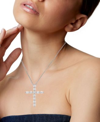 Cross Diamond Pendant Necklace (1/2 ct. t.w.) in 14k White Gold (also in 14k Yellow Gold)