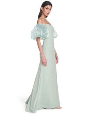 Women's Off-The-Shoulder Organza Puff-Sleeve Gown