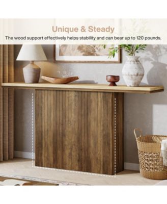 Farmhouse Fluted Console Table for Entryway, 63-Inch Long Wooden Sofa Table Behind Couch for Living Room