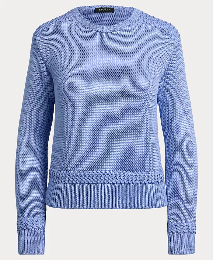 Women's Crew Neck Stitch Detailing Sweater - thumbnail 5