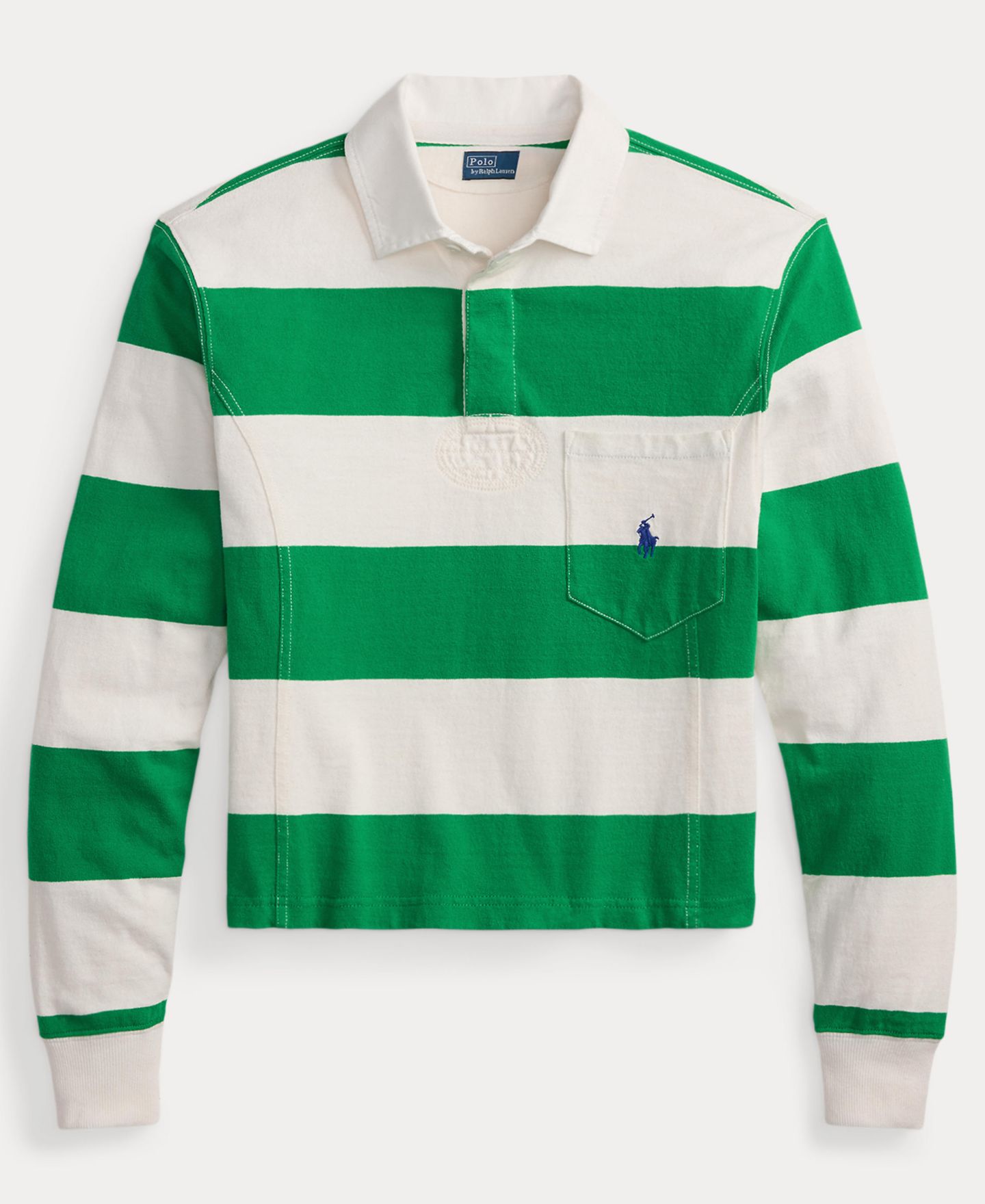 Женская рубашка Polo Ralph Lauren Wide Stripe Rugby Shirt, цвет: Зелёный / Белый — фото 5