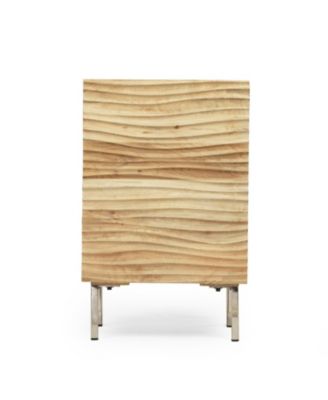 Streamdale Mango Wood Nightstand with Wavy Door