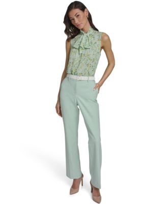 Women's Floral Vine Pintuck Top