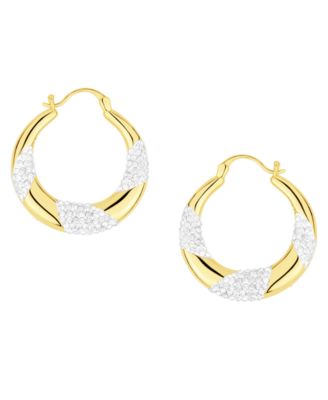 Crystal 18k Gold Plated Brass Twist Hoop Earrings, Macy's Exclusive