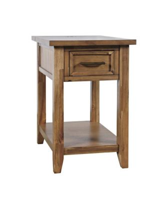 Claremont Transitional Rustic Wood USB Charging End Table with Storage