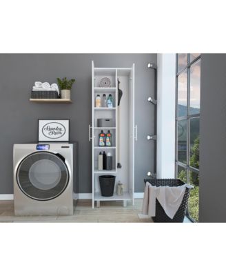 71.3 inch High Cleaning Supplies Cabinet with 5 Shelves for Mop Broom Storage