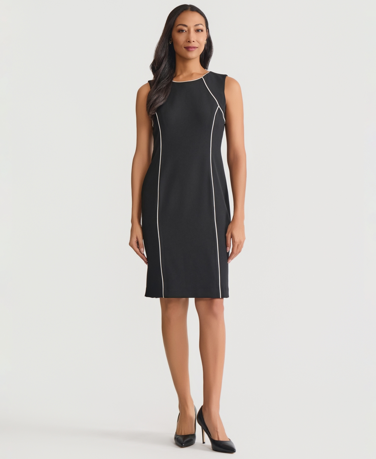 Kasper Women's Stretch-Crepe Contrast-Piping Sheath Dress