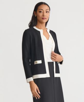 Women's Waffle-Knit Kissing-Front Jacket, Regular & Petite