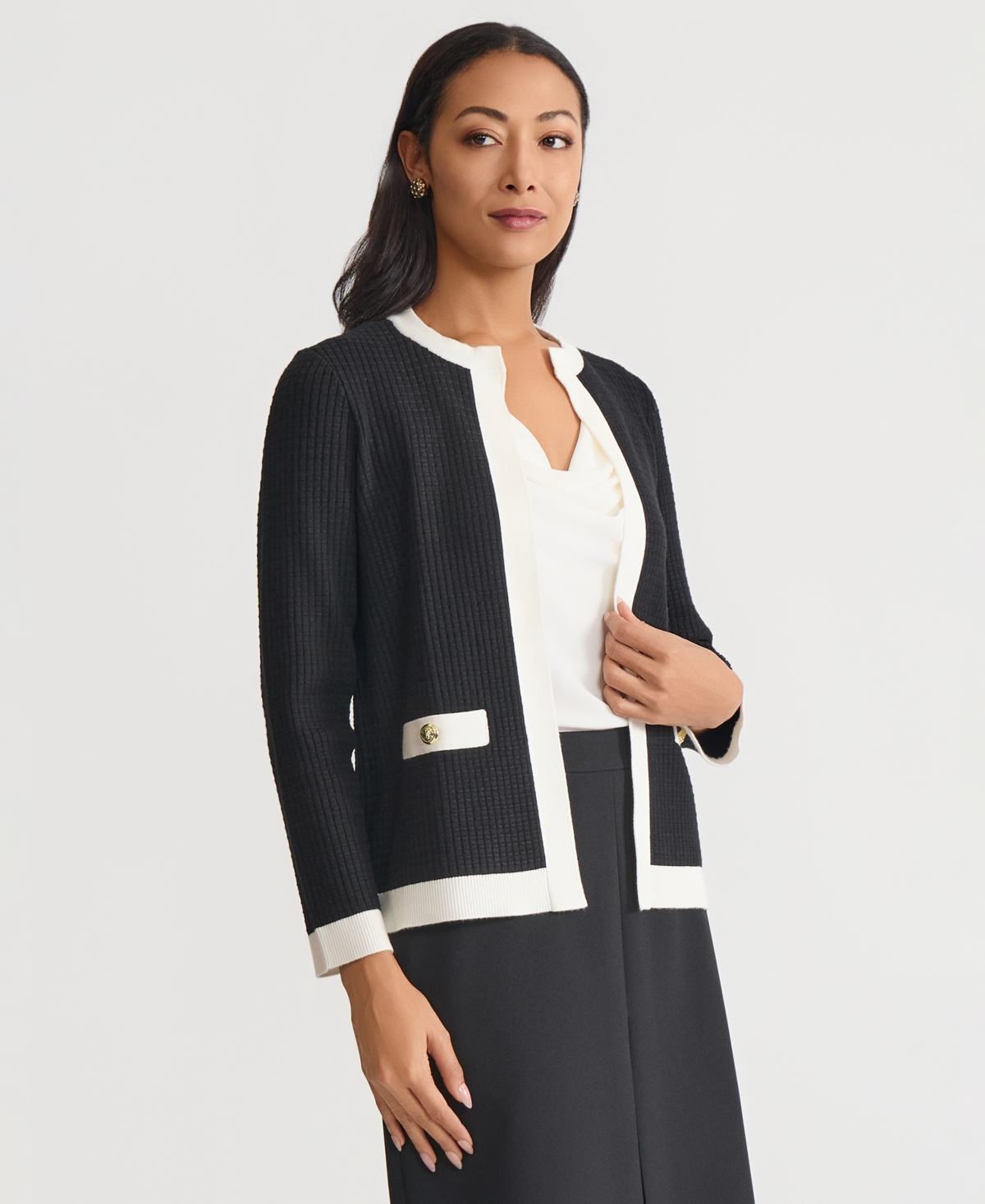 Kasper Women's Waffle-Knit Kissing-Front Jacket, Regular & Petite