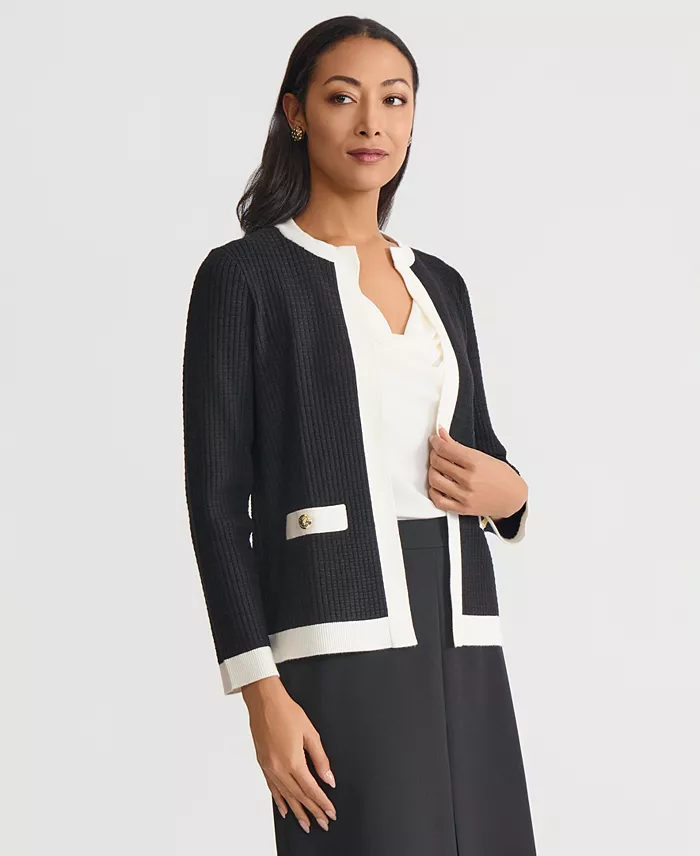 Women's Waffle-Knit Kissing-Front Jacket, Regular & Petite - thumbnail 4