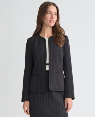 Women's Pinstripe Collarless Open-Front Jacket, Regular & Petite